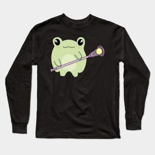 Kawaii Frog Loves Lacrosse Long Sleeve T-Shirt